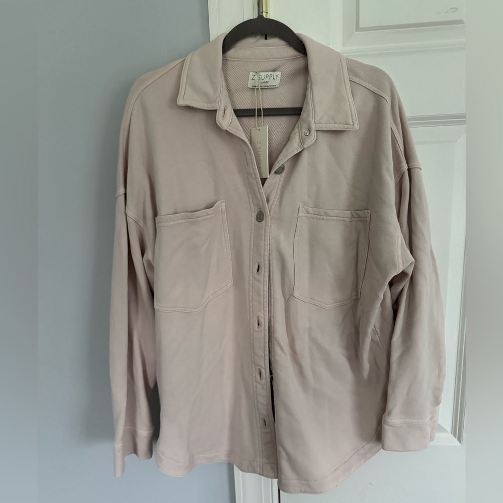 Z Supply Light Blush Button-Down Shirt Jacket